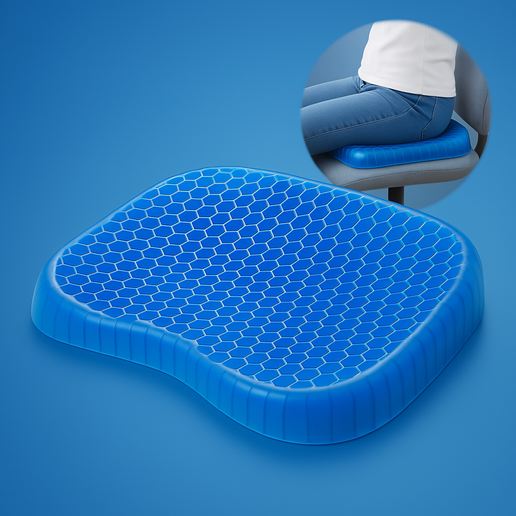 ConfortGel Coussin Orthopédique en Gel | Soulagement de la Pression - Douleur au Coccyx - Soutien Lombaire - Pour Bureau - Voiture - Fauteuil Roulant